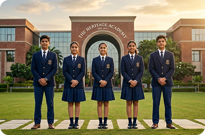 Students in smart uniforms at school – School positioning